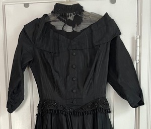 lot 92 image: Beautiful Antique Black Dress with Gorgeous Beaded Accents