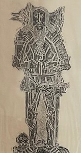 lot 93 image: Large Framed Rubbing Print by Sir Robert Dymoke Knight of Lincolnshire 1461-1545