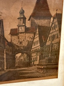 lot 10 image: Vintage Etching Rothenburg Order Tauber by Ernest Geissendorf