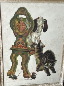 lot 52 image: Framed Vintage Pussycat Pussycat Print by F. Rojankovsky