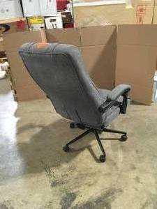 26 x 27.5 x 48.75 Dark Grey Polyester Footrest & Headrest Executive Chair with Arms by Vinsetto Customer Returns See Pictures