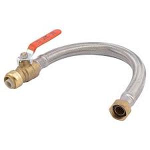 lot 41 image: SharkBite  34 in. Push-to-Connect x 34 in. FIP x 18 in. Braided Stainless Steel Water Heater Connector with Integrated Ball Valve