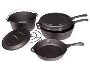 lot 54 image: Camp Chef 6 Piece Cast Iron Set