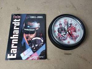 Dale Earnhardt Book and Wall Clock with Jr.