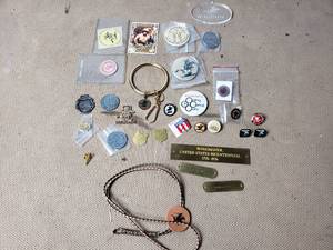 Winchester Pins, Wooden Nickel, Bolo and Others