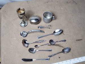 Silverware, Cup and Silver Knick Knack Box