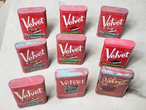 Lot of 9 Velvet Tobacco Tins