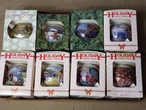 Lot of 8 Vintage Tractor Christmas Tree Balls