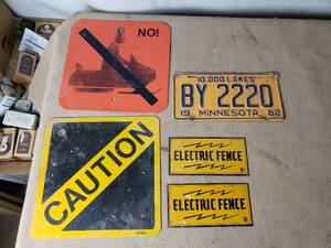 Older Signs and 1952 Minnesota License Plate