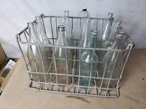Metal Bottle Crate with Bottles