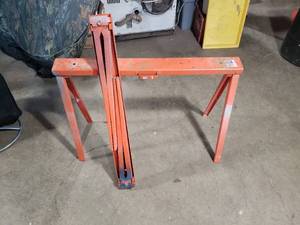 lot 46 image: 2 Heavy Duty Metal Folding Saw Horses