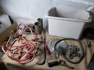 lot 101 image: Repairable Jumper Cables, Saw Blades Etc