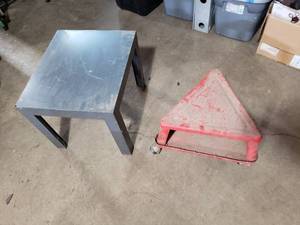 lot 121 image: Metal Table, Rolling Stool