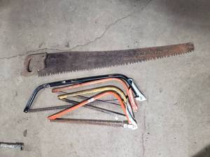 lot 137 image: Bow Saws and Long Vintage Wood Saw
