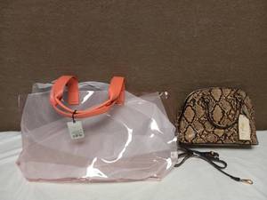 NEW TRANSLUCENT CLEAR TOTE HANDBAG & A NEW DAY PURSE