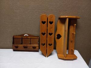 3 VINTAGE WOOD HANGABLE