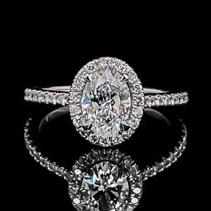 2.00 Carat Diamond Oval Halo Engagement Ring in 14k White Gold $5,750 Retail VIDEO