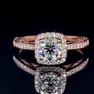 1.65 Carat Diamond Cushion Halo Filigree Engagement Ring in 14k Pink  Rose Gold $4,575 Retail VIDEO