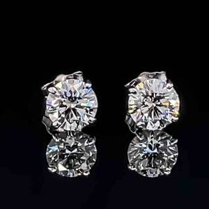 1.50 Carat Round Diamond Solitaire Stud Earrings in 14k White Gold $3,950 Retail VIDEO