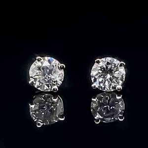 0.75ctw Round Earth-Mined Diamond Solitaire Classic Stud Earrings in 14k White Gold $2,200 Retail VIDEO