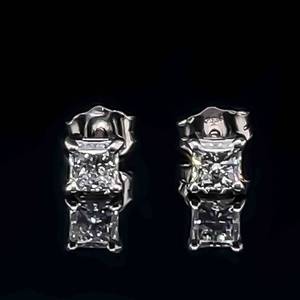0.52 Carat Diamond Princess Cut Solitaire Stud Earrings in 14k White Gold $1,699 Retail VIDEO