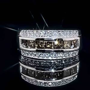 1.00 Carat Natural Fancy Chocolate Brown Diamond & White Diamond Triple Row Ring in 18k White Gold $3,999 Retail VIDEO