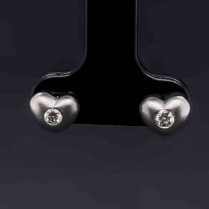 Diamond Solitaire Heart Shape Stud Earrings in 18k White Gold $1300 Retail VIDEO