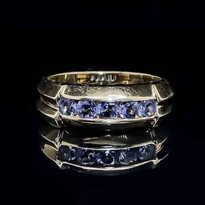 Amethyst Five-Stone Channel Set Grooved Ring in 14k Yellow Gold $1,450 Retail VIDEO