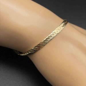 Slim Classic Herringbone Chain Bracelet in 14k Yellow Gold, Perfect for Layering