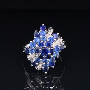 925 Sterling Silver Ross Simons Designer Multi Blue Gem Ring