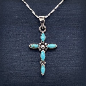 925 Sterling Silver Turquoise Cross Necklace