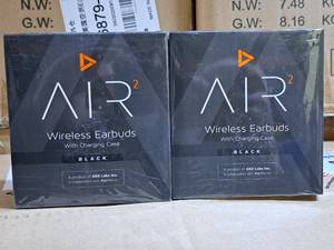 lot 949 image: Lot of (2) ADX Labs Air 2 ALAIR20420BK Bluetooth Wireless Earbuds (New in Box) with Charging Case