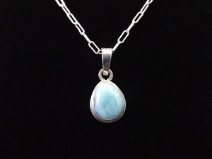 lot 3 image: .925 Sterling Silver Larimar Cabochon Pendant Necklace