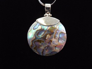 lot 12 image: .925 Sterling Silver Blue Abalone Pendant Necklace