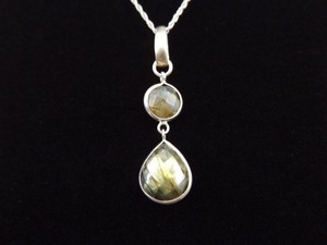 lot 14 image: .925 Sterling Silver Faceted Labradorite Pendant Necklace