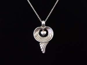 lot 48 image: .925 Sterling Silver Angel Wing and Heart Pendant Necklace