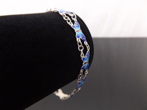 lot 52 image: .925 Sterling Silver Enamel Butterfly Chain Bracelet
