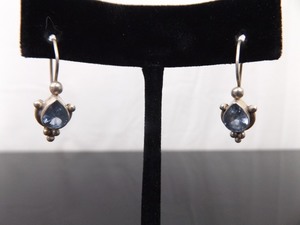lot 87 image: .925 Sterling Silver Pear Cut Topaz Hook Earrings