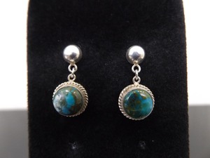 lot 88 image: .925 Sterling Silver Turquoise Dangle Post Earrings