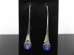 lot 90 image: .925 Sterling Silver Art Deco Lapis Lazuli Hook Earrings