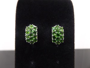 lot 93 image: .925 Sterling Silver Green Zirconia Post Earrings