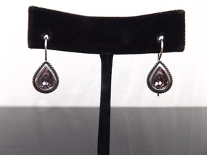 lot 96 image: .925 Sterling Silver Pear Cut Amethyst Hook Earrings