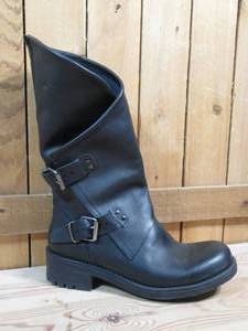 lot 57 image: Musse & Cloud Falida Leather Buckle Detailed Mid-Calf Boots, Womens Size 40  Black Shine