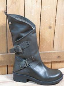 lot 63 image: Musse & Cloud Falida Leather Buckle Detailed Mid-Calf Boots, Womens Size 37  KhakiOlive