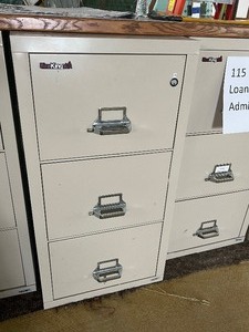 lot 8 image: 3 Drawer FireKing Fireproof Cabinet