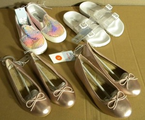 lot 143 image: New w Tags - 4 pairs of Girls Shoes (sneakers, sandals, & ballet flats) - Sizes 1, 2, & 3