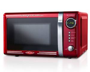 lot 125 image: Open Box Item - Lightly Used Nostalgia Retro 0.7 Cu. Ft. 700-Watt Countertop Microwave Oven - Red (Tested & Working)