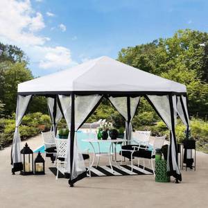 lot 179 image: New - Sunjoy 11 x 11 Temporary Pop-Up Hexagon Gazebo