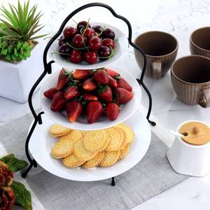lot 202 image: New - Elama 3-Tier Round Plate Porcelain Serveware Set
