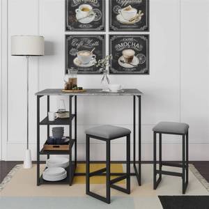 lot 208 image: Open Box - Not inspected Further - Dorel Living 3-Pc. Metal Pub Set with Faux Concrete Top